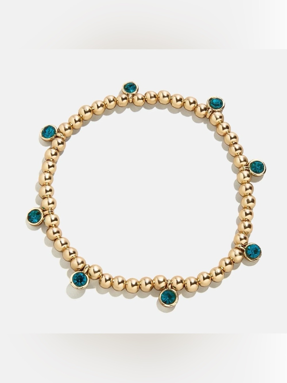 Gold Beaded Birthstone Bracelet with zircon crystal charms NWT stretch to fit